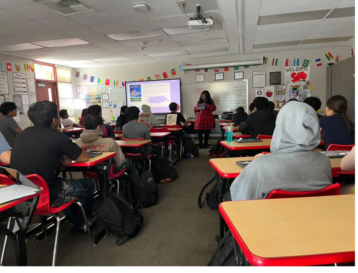 Students listening during Sheressa Jackson's classroom presentation