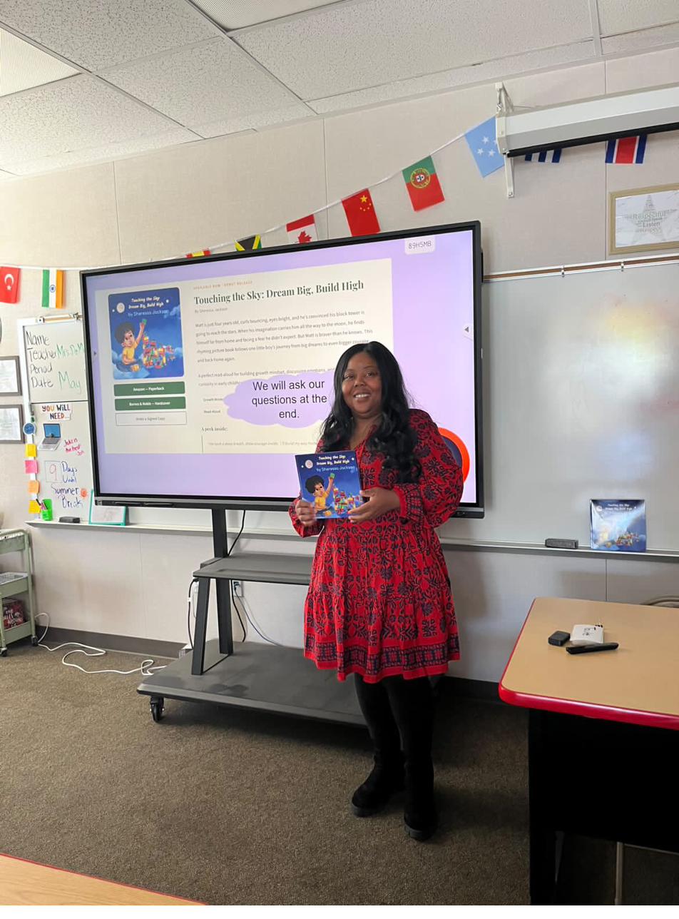 Sheressa presenting at a classroom